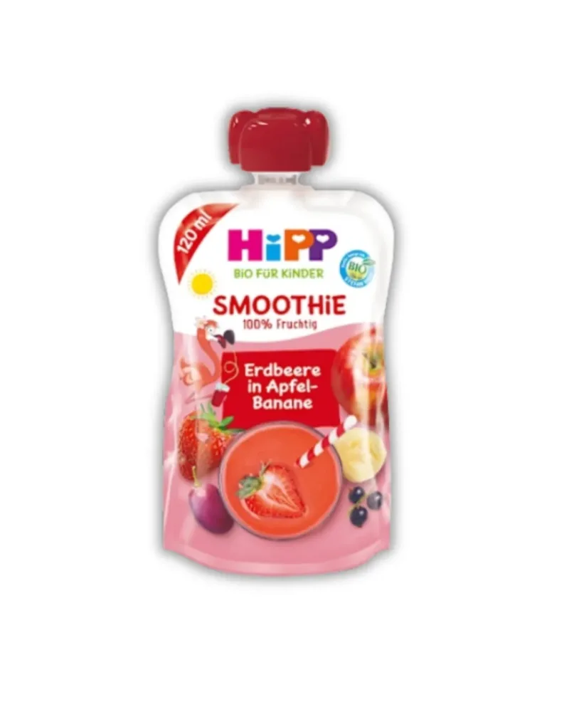 HIPP Smoothie Capsuni, mare si banane, 120ml — preț și oferte