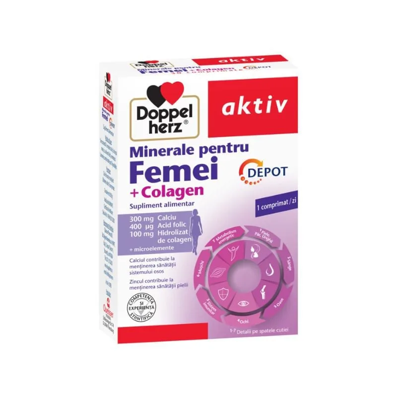 Minerale pentru femei + Colagen, 30 comprimate, Doppelherz — preț și oferte