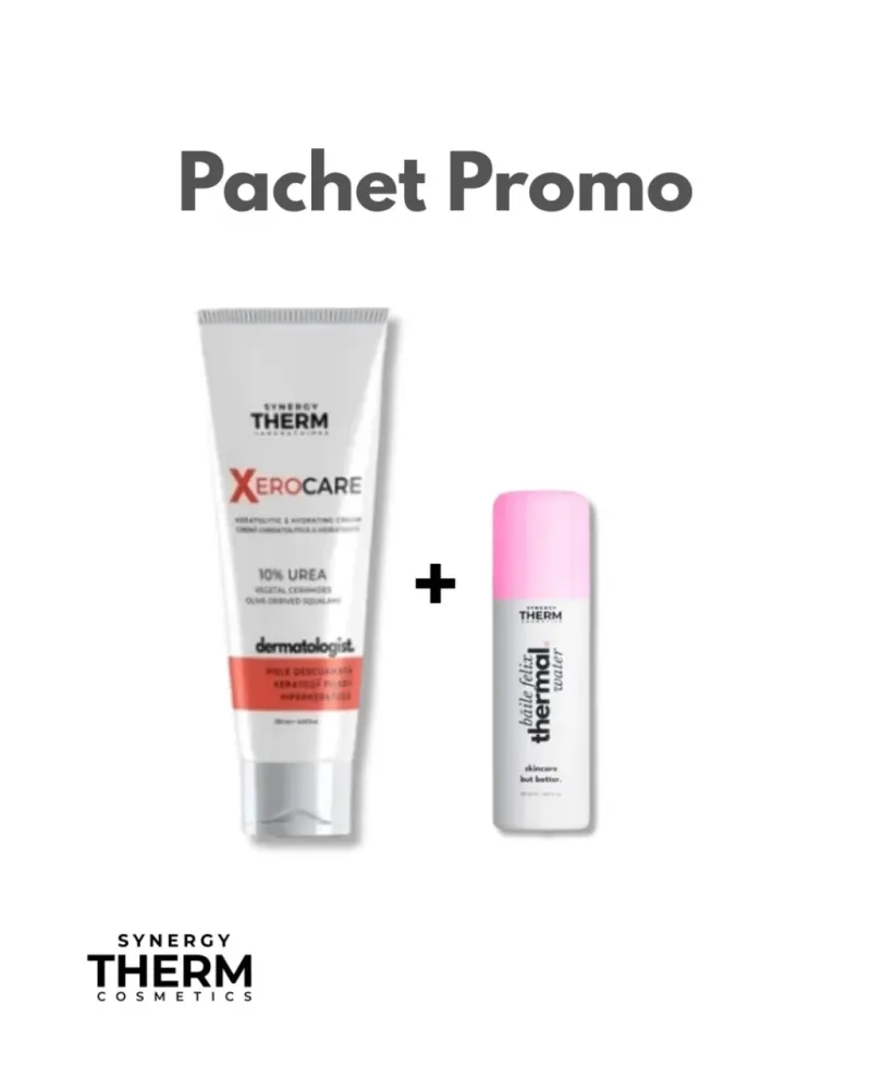 Pachet Xerocare Dermatologist crema cheratolitica si hidratanta 10% uree, 250ml + Apa termala Baile Felix, 50ml, Synergy Therm — preț și oferte