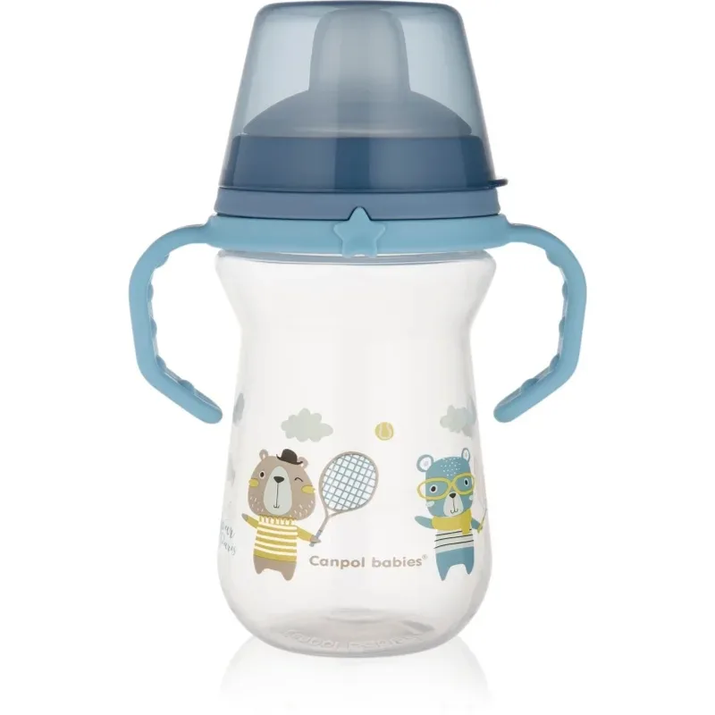 Cana cu cioc de silicon Bonjour Paris blue, 56/613, 250ml, Canpol CANPOL BABIES — preț și oferte