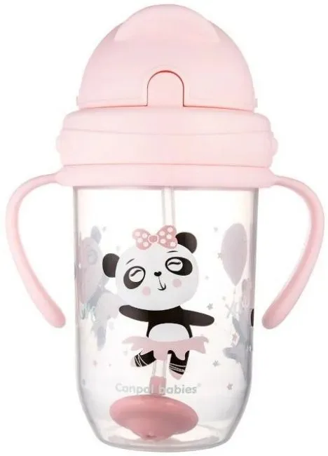 Cana cu pai anti-varsare Exotic animals roz, 56/606, 270ml, Canpol CANPOL BABIES — preț și oferte