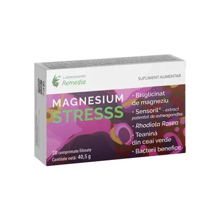 Magnesium Stresss pentru Relaxare, Rezistență la Stres, 30 comprimate, Remedia Laboratoarele Remedia — preț și oferte