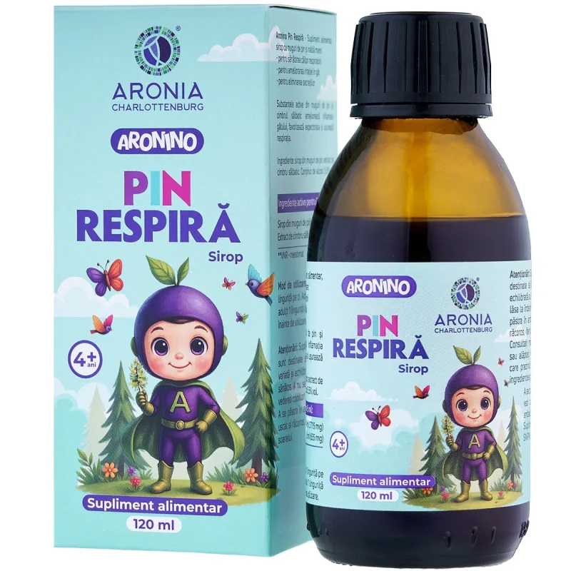 Aronino Sirop Pin Respira, 4ani+, 120ml, Aronia Charlottenburg — preț și oferte
