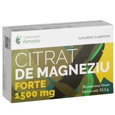 Citrat de Magneziu Forte, 1500 mg, 30 capsule, Remedia Laboratoarele Remedia — preț și oferte