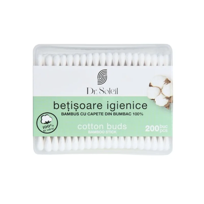 Betisoare de urechi bumbac 100%, 200buc, Dr. Soleil — preț și oferte