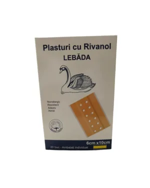 Plasturi rivanol , 10cmx6cm, 20buc, Lebada