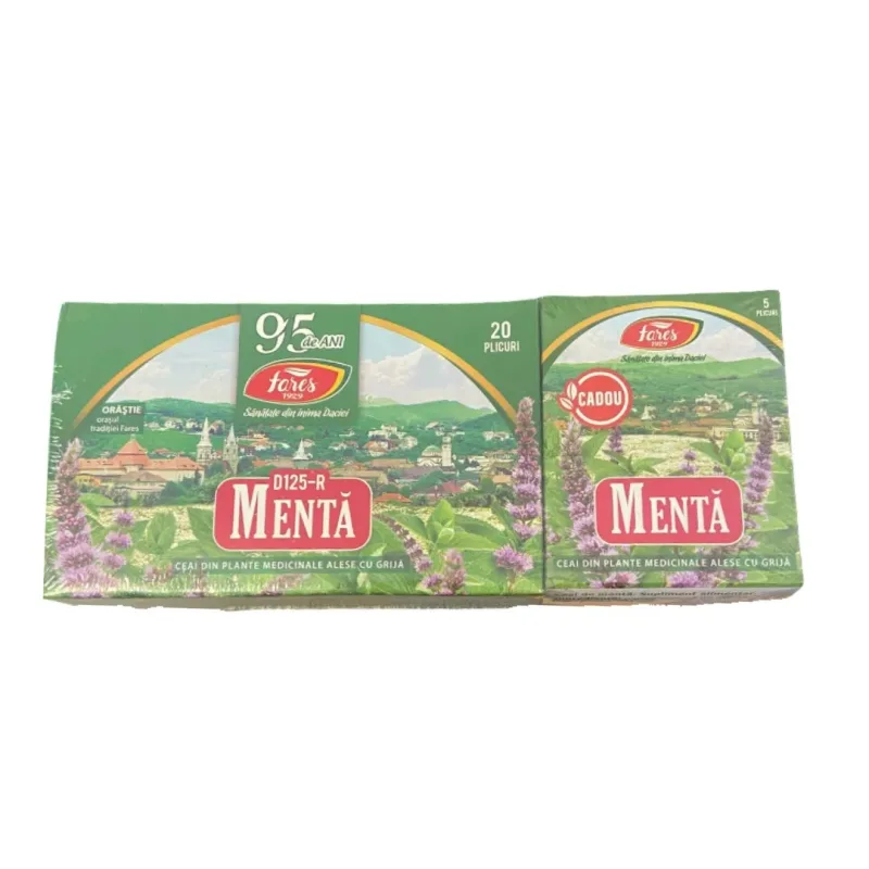 Ceai menta, 20pl + 5pl cadou, Fares — preț și oferte