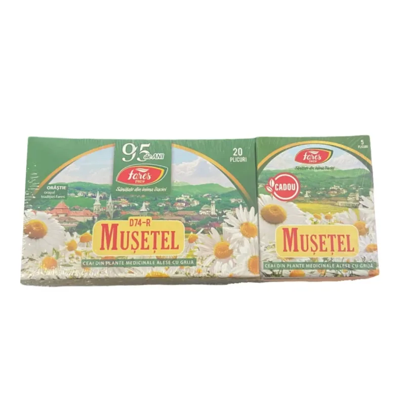 Ceai musetel, 20pl + 5pl cadou, Fares — preț și oferte