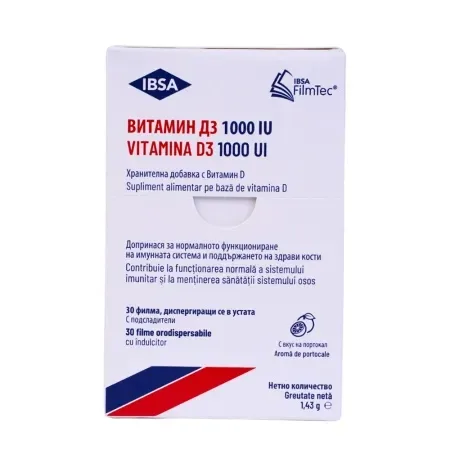 Vitamina D3, 1000 UI, 30 filme orodispersabile, Ibsa — preț și oferte