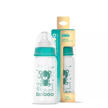 Biberon sticla anticolici, Gat stramt, 0 luni+, 120ml, Baboo — preț și oferte