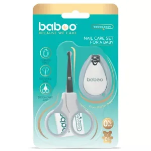 Set ingrijire unghii bebe cu forfecuta si unghiera, Albastru, 0 luni+, Baboo