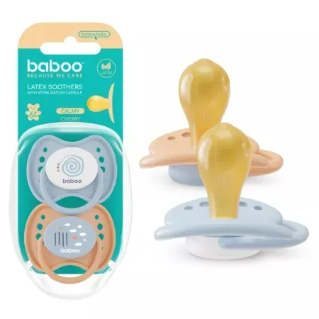 Suzeta rotunda din latex Calmy, 6 luni+, 2 bucati, Baboo — preț și oferte