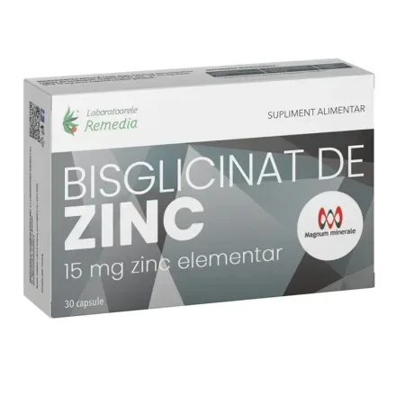 Bisglicinat de Zinc, 15mg, 30 capsule, Remedia Laboratoarele Remedia — preț și oferte