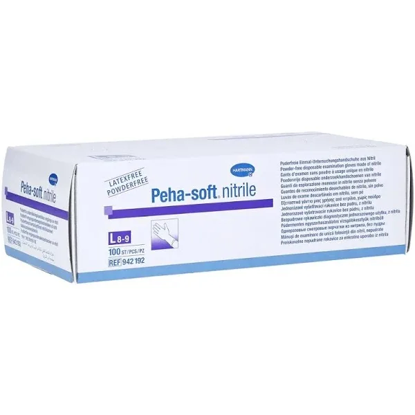 Manusi examinare Peha-soft nitrile nepudrate, L albastre, 100 bucati, Hartmann PAUL HARTMANN AG — preț și oferte