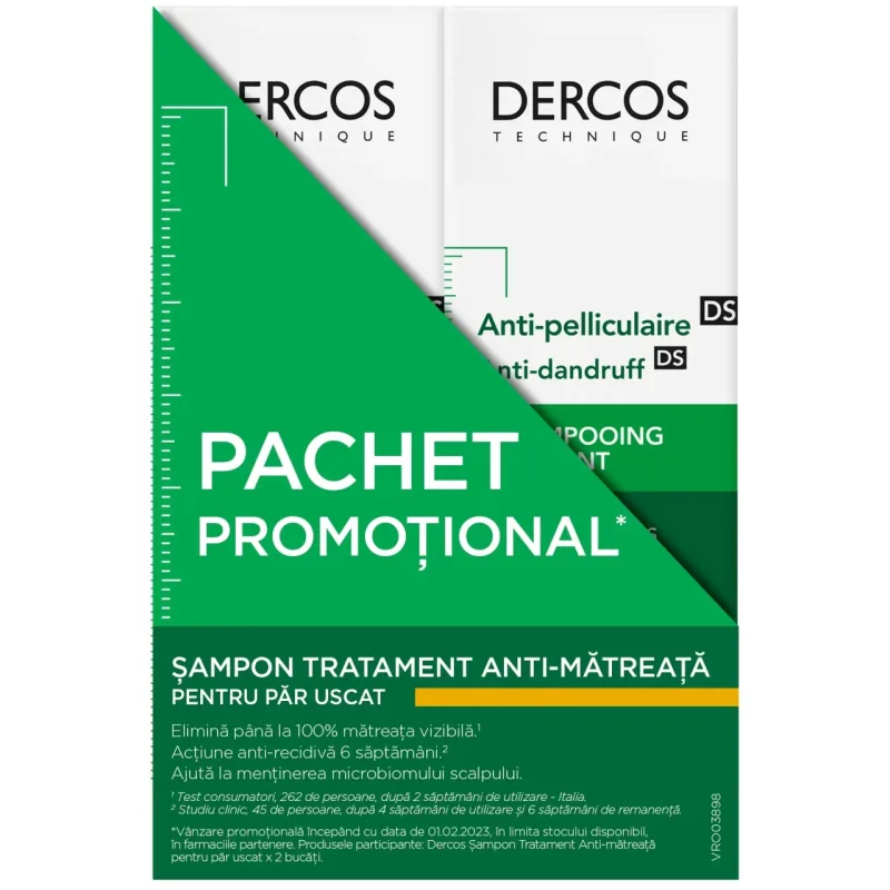 Pachet Sampon Dercos antimatreata pentru par uscat, 200ml, 2 bucati, Vichy VICHY LABORATOIRES — preț și oferte