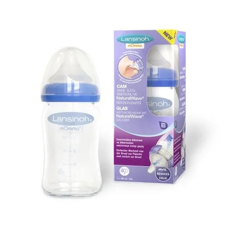 Biberon sticla cu tetina din silicon flux lent, 160 ml, Lansinoh — preț și oferte