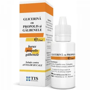 Solutie contra aftelor cu glicerina, propolis si galbenele, 25 ml, Tis