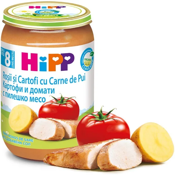 HIPP Rosii si cartofi cu carne de pui BIO 8luni+, 220 g — preț și oferte