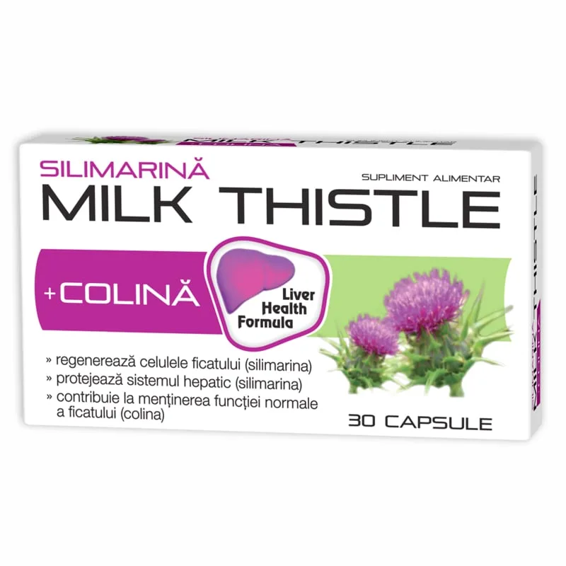 Silimarina + Colina Milk Thistle, 400 mg, 30 capsule, Zdrovit — preț și oferte