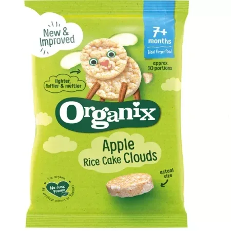 Rondele din orez cu mere bio, +7 luni, 40g, Organix — preț și oferte