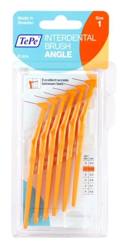 Periute Interdentare angle 0.45mm/nr 1 portocaliu, 6 bucati, TePe — preț și oferte