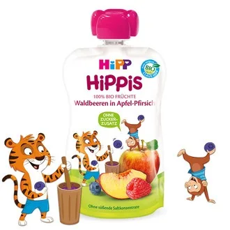 Piure Fructe de Padure, Mere, Piersici 12 luni+ HiPPis, 100 g, Hipp HIPP GMBH — preț și oferte