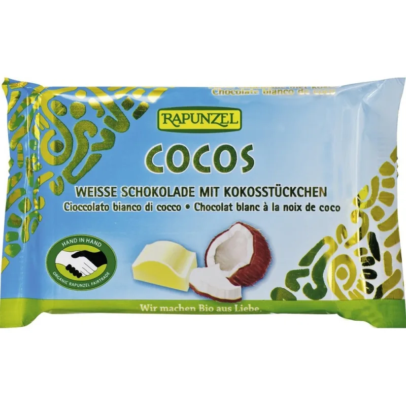 Ciocolata eco alba cu bucatele cocos,100g, Rapunzel — preț și oferte