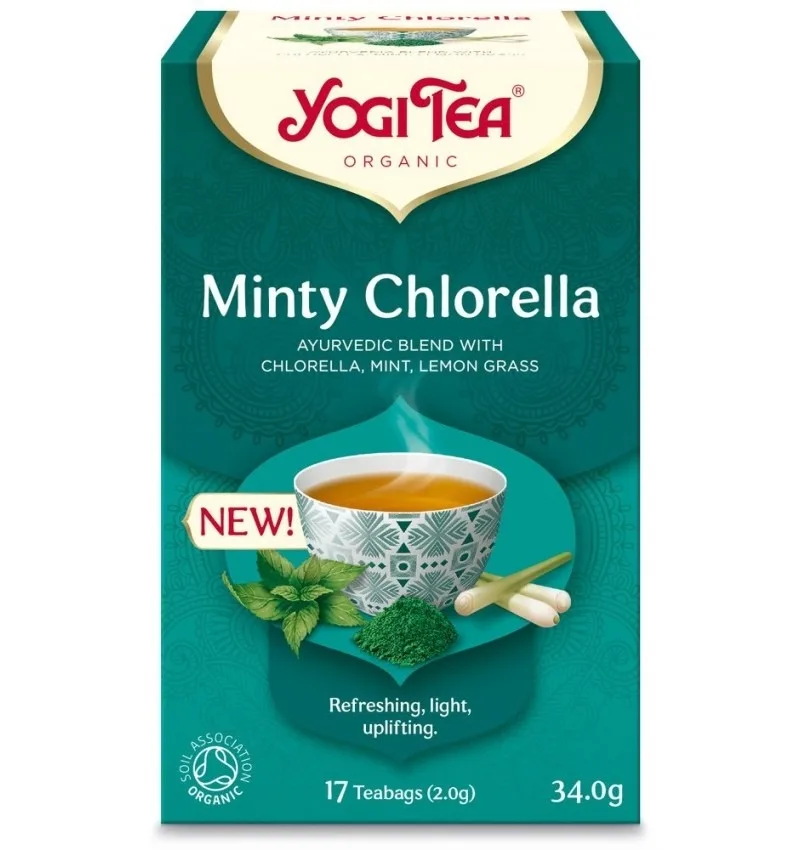 Ceai bio Minty Chlorella cu menta, chlorella si lemon grass, 17 plicuri, Yogi Tea — preț și oferte
