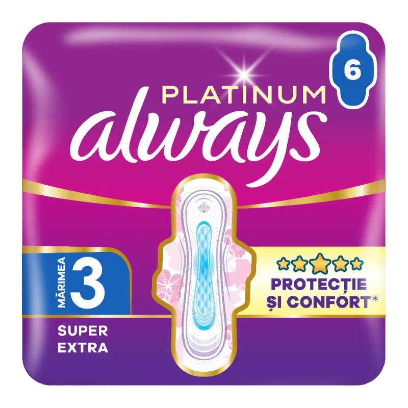 Absorbante Platinum Super Extra, marimea 3, 6 bucati, Always — preț și oferte