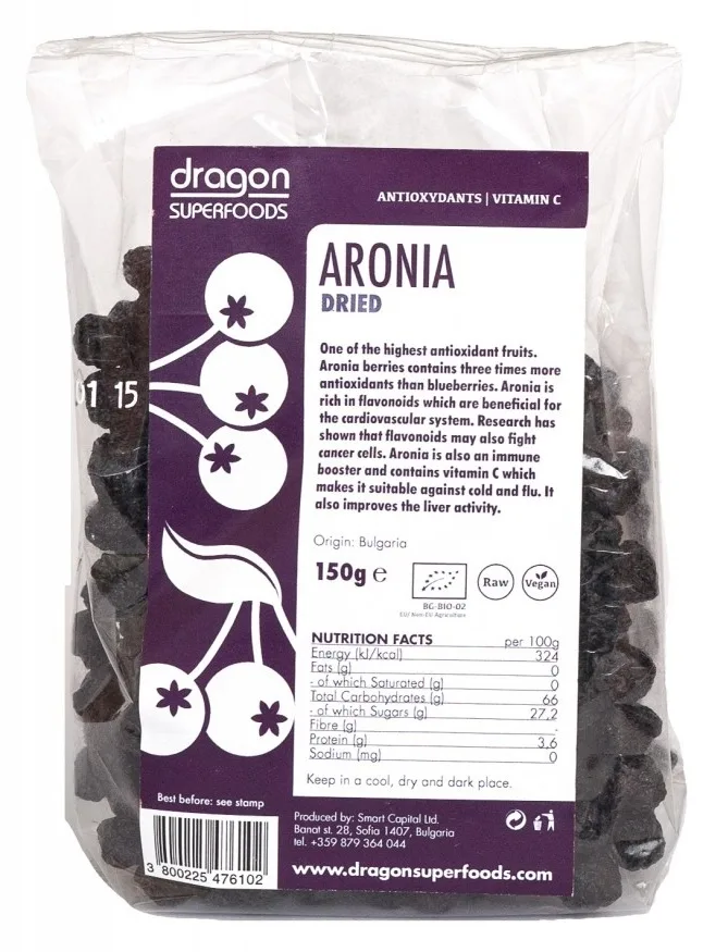 Fructe de aronia eco, 150g, Dragon Superfoods — preț și oferte