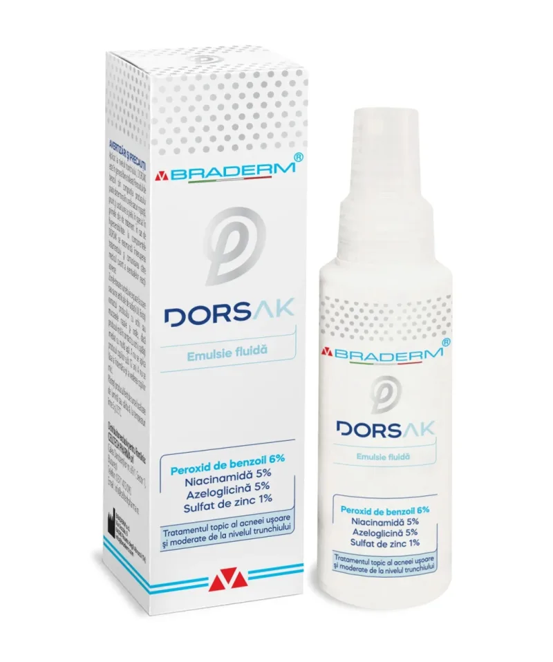 Emulsie fluida spray pentru tratamentului acneei Dorsak, 100ml, Braderm — preț și oferte