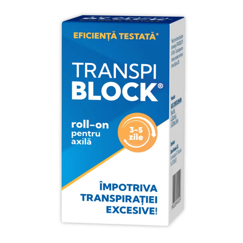 Roll-on impotriva transpiratiei excesive Transpiblock, 50 ml, Zdrovit — preț și oferte