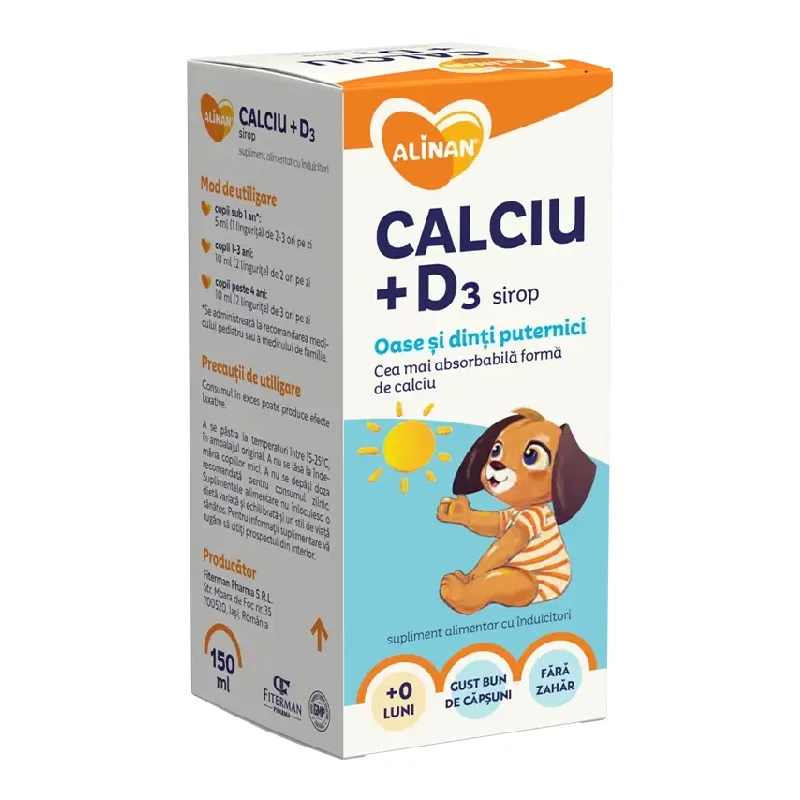 Sirop Calciu si vitamina D3 Alinan, 150 ml, Fiterman Pharma — preț și oferte