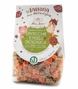 Paste pentru copii din linte rosie si mazare verde eco, fara gluten,250g, Pasta Natura