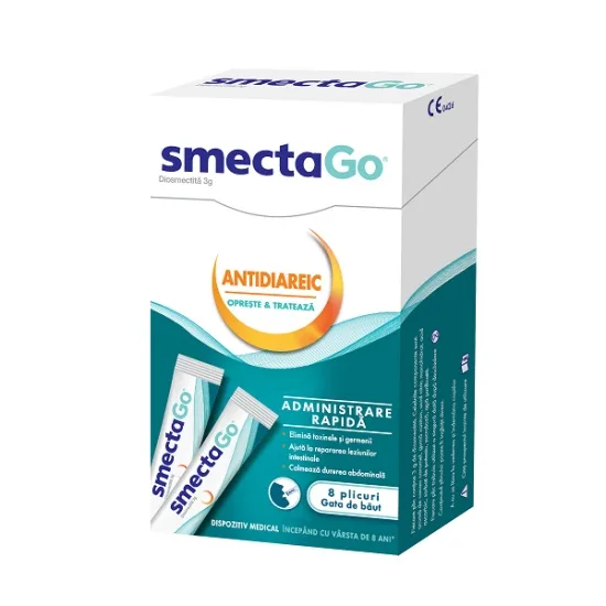 Smecta Go antidiareic, 8 plicuri, Ipsen — preț și oferte