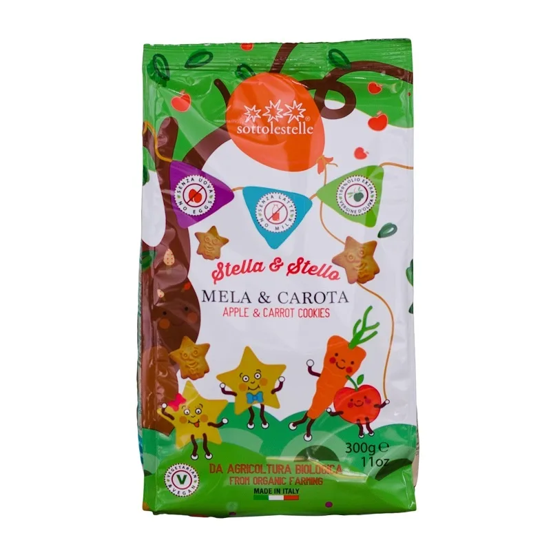 Biscuiti pentru copii cu mar si morcov ECO, 300g, Sottolestelle — preț și oferte