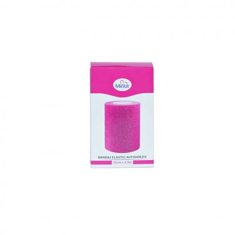 Bandaj elastic autoadeziv roz, 10cm x 4,5m, Minut — preț și oferte