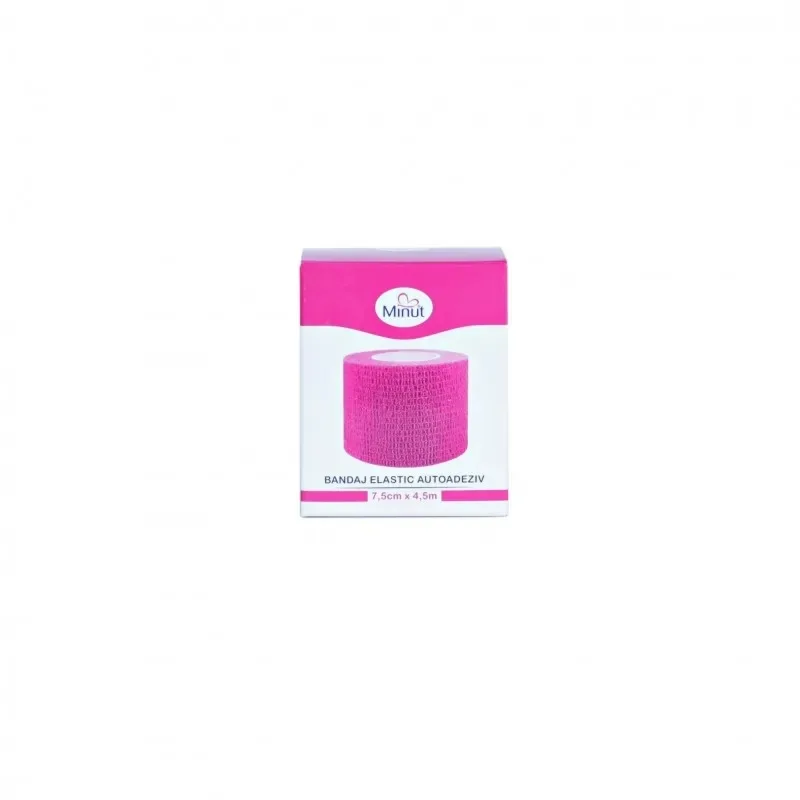 Bandaj elastic autoadeziv roz, 7,5cm x 4,5m, Minut — preț și oferte
