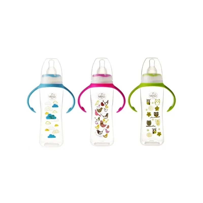 Biberon cu manere, tetina silicon, 6l+, 250ml, Minut Baby — preț și oferte