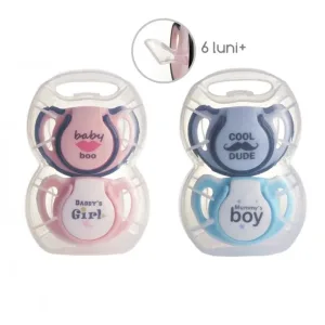 Set 2 suzete ortodontice silicon + cutie sterilizare, 6-18 luni, Minut Baby