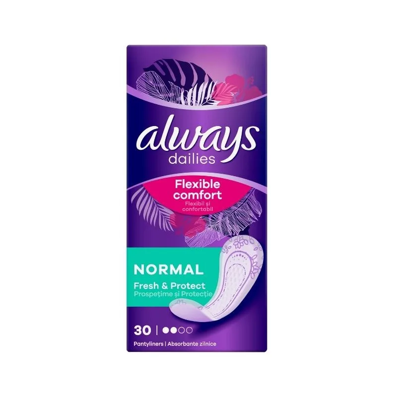 Absorbante zilnice parfumate Platinum Soft&Protect Normal, 30 bucati, Always — preț și oferte
