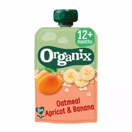 Piure din ovaz, caise si banane bio, +12 luni, 100g, Organix — preț și oferte