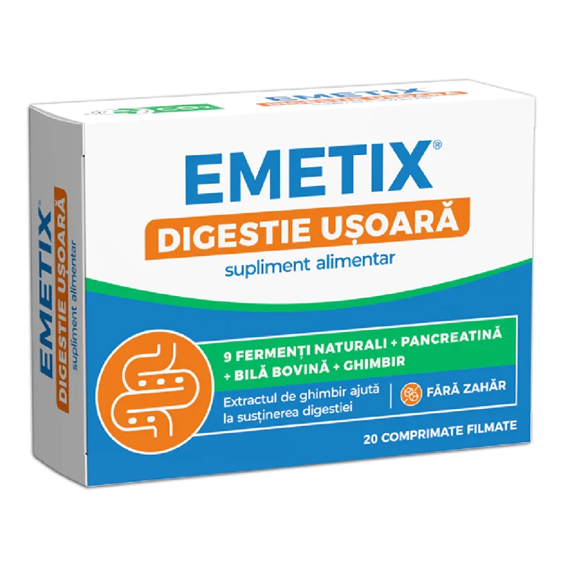 Emetix digestie usoara, 20 comprimate filmate, Fiterman Pharma — preț și oferte