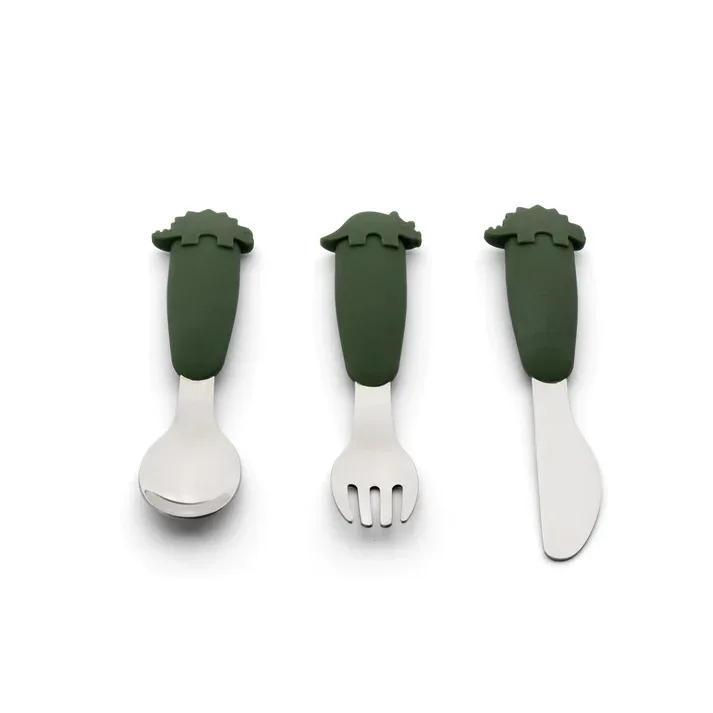 Set tacamuri din inox si silicon - Dino Green, 3 piese, Citron — preț și oferte