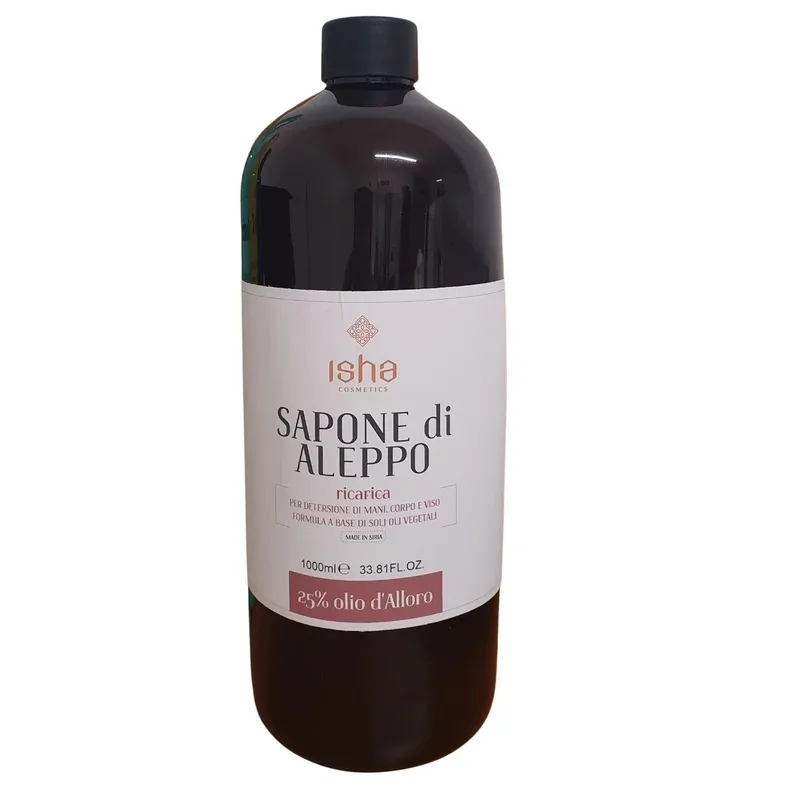 Sapun de alep lichid cu 25% ulei de dafin, 1000ml, Isha ISHA Cosmetics — preț și oferte