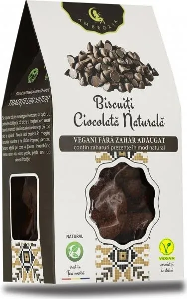 Biscuiți Vegani cu Ciocolată, 130g, Ambrozia Bioscience AMBROSIA BIOSCIENCE — preț și oferte