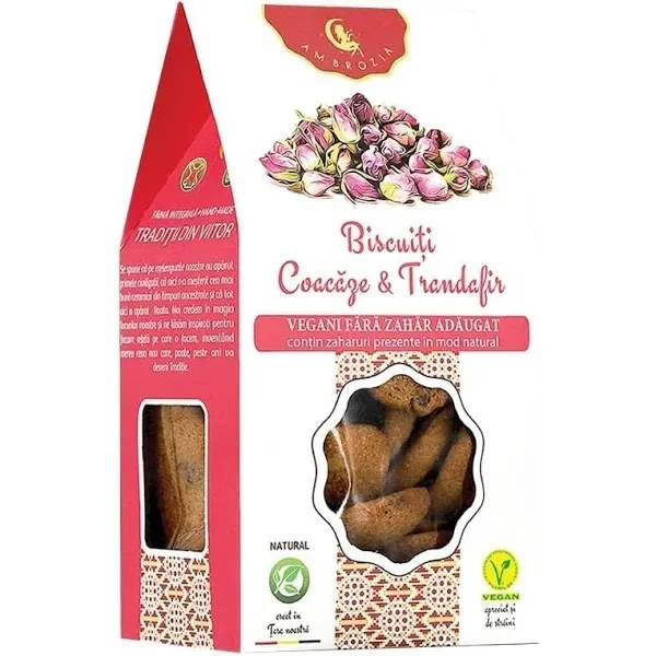 Coacaze & Trandafir, biscuiti, 130g, Ambrozia HIPER AMBROZIA SRL — preț și oferte