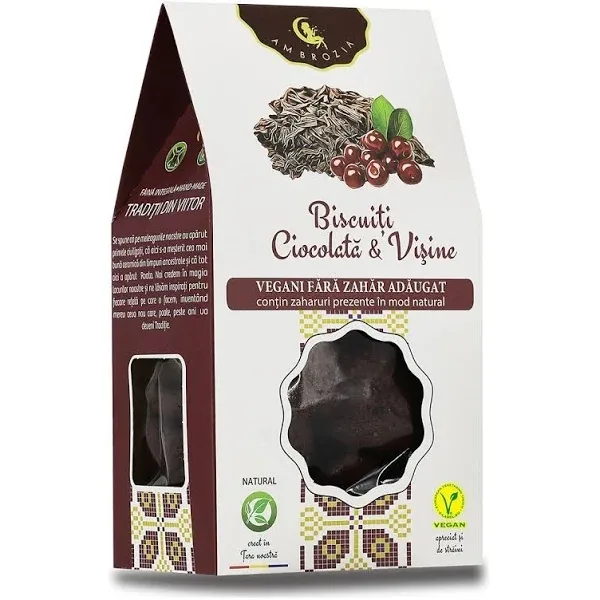 Biscuiți Vegani Ciocolată și Vișine, 130g, Ambrozia HIPER AMBROZIA SRL — preț și oferte