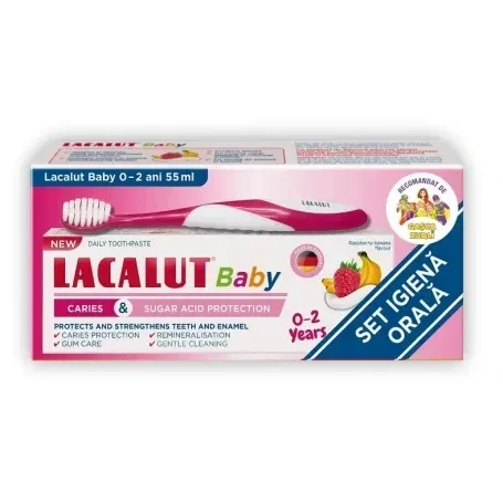 Pasta de dinti pentru copii 0-2 ani, 55ml + Periuta de dinti Lacalut, Theiss Naturwaren Dr. Theiss Naturwaren GmbH — preț și oferte