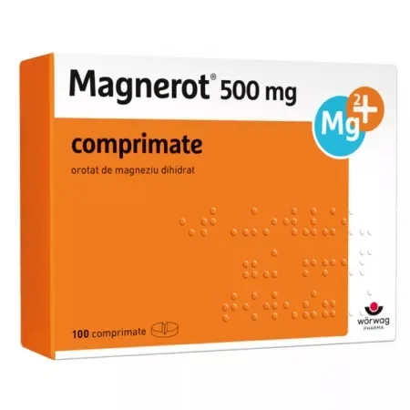 Magnerot 500mg, 100 comprimate, Worwag Pharma WORWAG PHARMA GERMANIA — preț și oferte